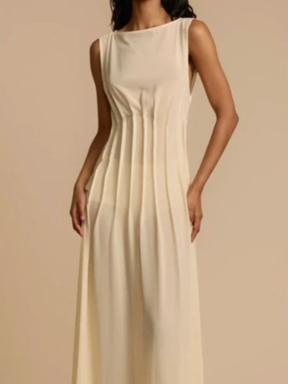Arcina Ori Audrey Dress Cream pleated formal coquette pin tucks